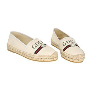 Gucci Women's Logo Print Canvas Espadrille Flats